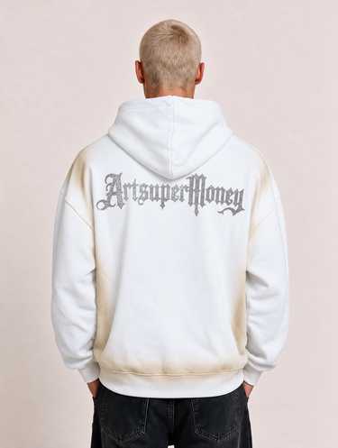 Felpa Bianca Oversize Boxy Fit Lavaggio Sfumato - Aquila World Series