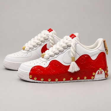 Sneaker Custom Bianca e Rossa con Lacci in Corda – Vietato Fumare Store