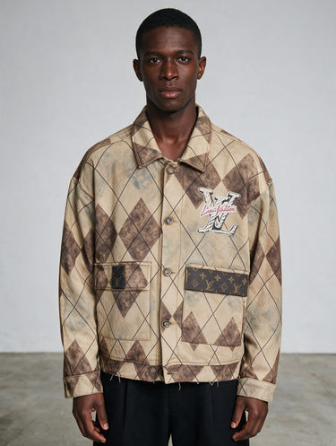 Camicia Giacca Argyle Beige con Logo in Corda – Vietato Fumare Store