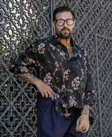 Camicia Minimal a Fiori Nera – Vietato Fumare Store