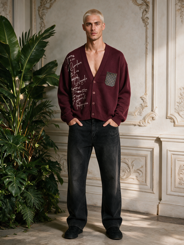Cardigan Oversize Bordeaux con Toppa – Vietato Fumare Store