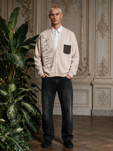 Cardigan Oversize Beige con Toppa – Vietato Fumare Store