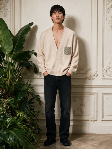 Cardigan Oversize Beige con Taschino – Vietato Fumare Store