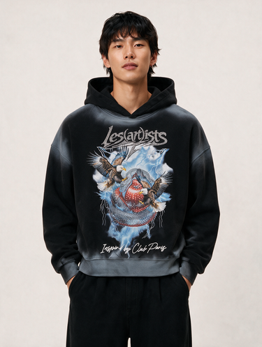Felpa Boxy Fit "Les Artists Eagles"