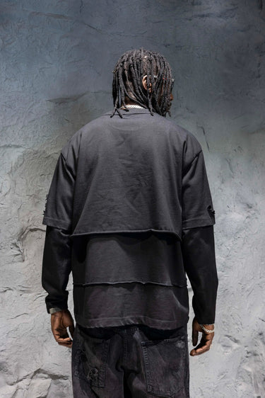 Longsleeve Black Island Nera Distressed Layered