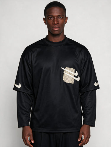 Longsleeve Nera Scuba Stampa Righe – Vietato Fumare Store