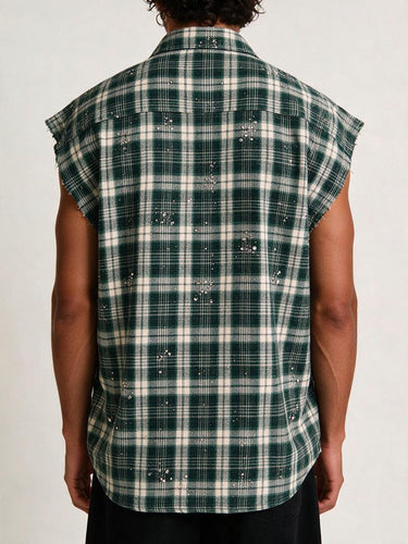Camicia smanicata a Quadri con perle Empty Studios