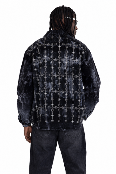 Camicia Denim Black Island Nera con Ricamo Catene