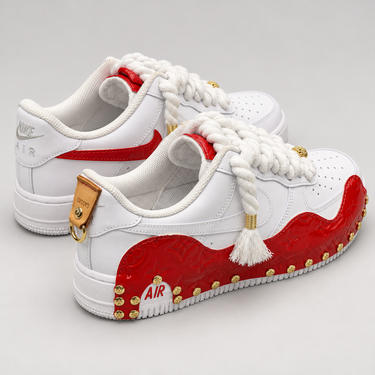 Sneaker Custom Bianca e Rossa con Lacci in Corda – foto 3