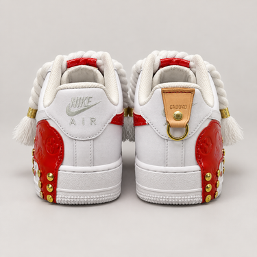 Sneaker Custom Bianca e Rossa con Lacci in Corda – foto 4