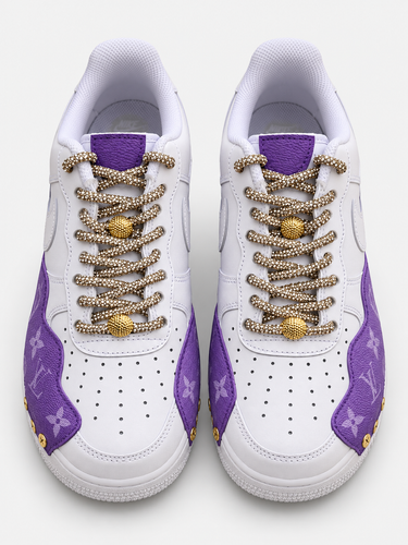 Sneaker Custom LV Bianca e Viola Sfumato con Lacci Brillantinati