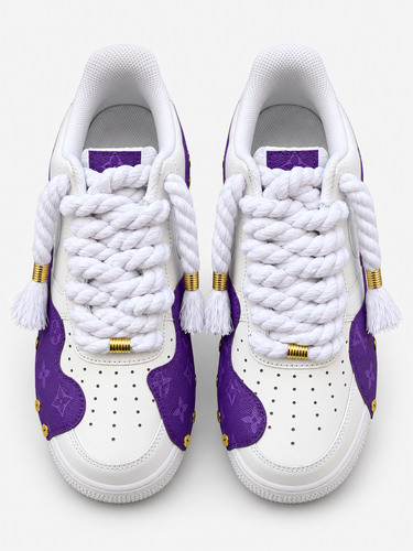 Sneaker Custom LV Bianca e Viola con Lacci in Corda