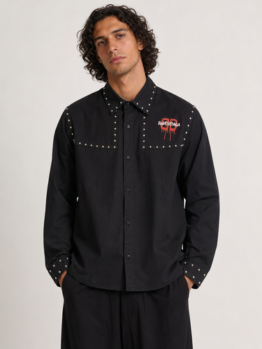 Camicia BB Nera Western Stud