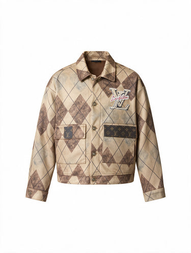 Camicia Giacca Argyle Beige con Logo in Corda – foto 3