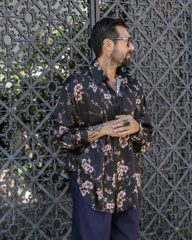 Camicia Minimal a Fiori Nera – foto 2