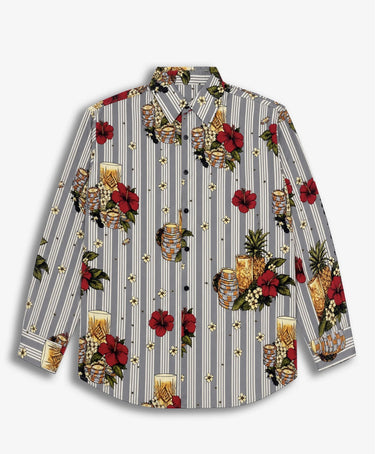 Camicia Minimal a Fiori Righe Grigie – foto 3