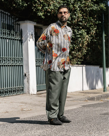 Camicia Minimal a Fiori Righe Grigie – foto 2