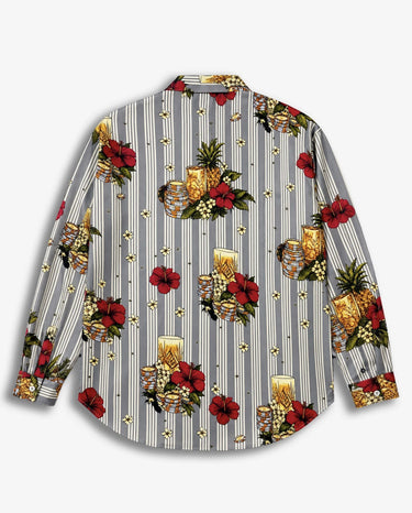 Camicia Minimal a Fiori Righe Grigie – foto 4