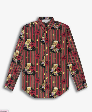 Camicia Minimal a Fiori Righe Rosse – foto 3