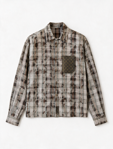 Camicia LV Quadri Grigio Oversize in Flanella