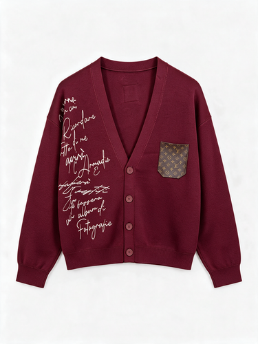 Cardigan Oversize Bordeaux con Toppa – foto 3