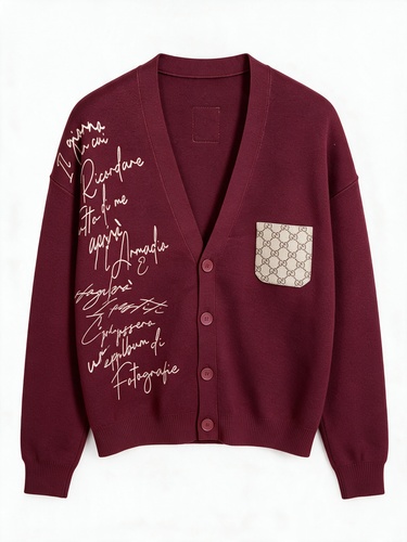 Cardigan Oversize Bordeaux con Taschino – foto 3