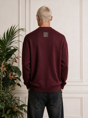Cardigan Oversize Bordeaux con Toppa – foto 2