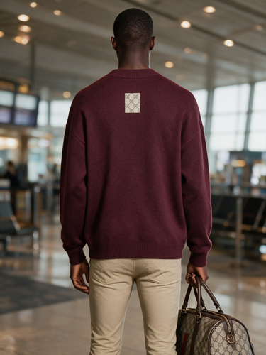 Cardigan Oversize Bordeaux con Taschino – foto 2