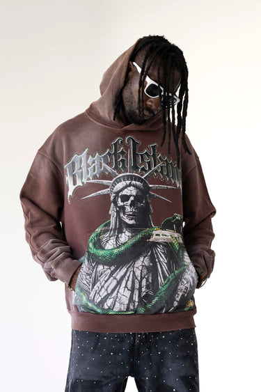 Felpa Black Island Oversize Marrone Liberty Skull