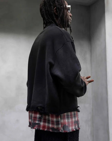 Felpa Black Island Nera con Camicia a Quadri Sovrapposta