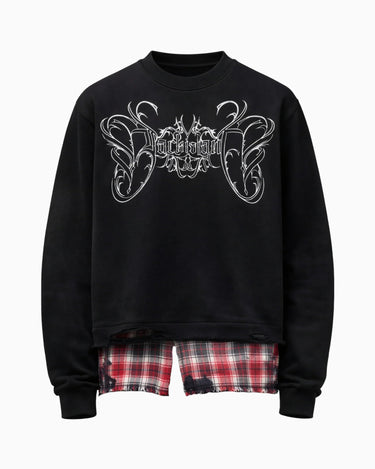 Felpa Black Island Nera con Camicia a Quadri Sovrapposta