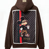 Felpa GG Marrone Patch Topolino retro su sfondo bianco