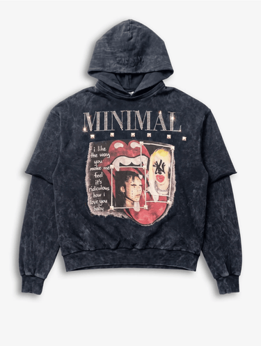 Felpa Minimal Love You Nera Big Oversize – foto 2