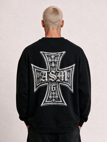 Felpa Oversize Boxy Fit Art Super Money Lavaggio Sfumato - Teschio Cowboy