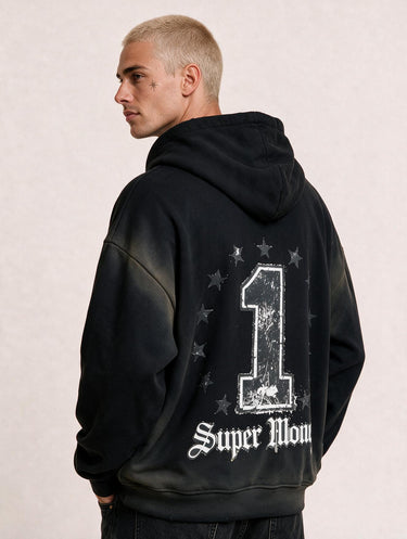 Felpa Oversize Boxy Fit Art Super Money Lavaggio Sfumato - Stampa Labbra & Catena
