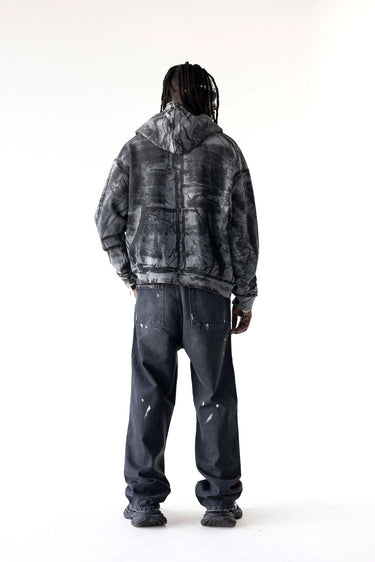 Felpa Zip Black Island Grigia Washed con Grafica
