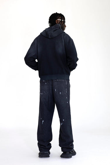 Felpa Zip Black Island Nera con Borchie e Croce