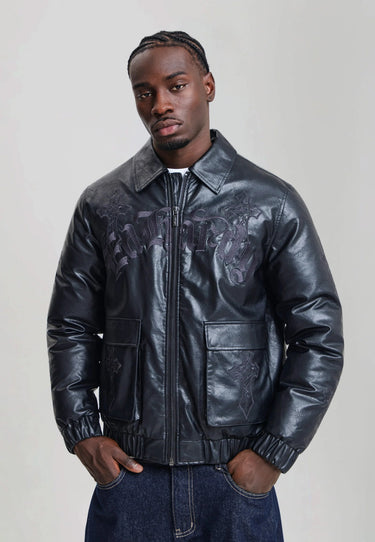 Giacca in Pelle Ed Hardy Gothic Nera con Ricami – foto 2