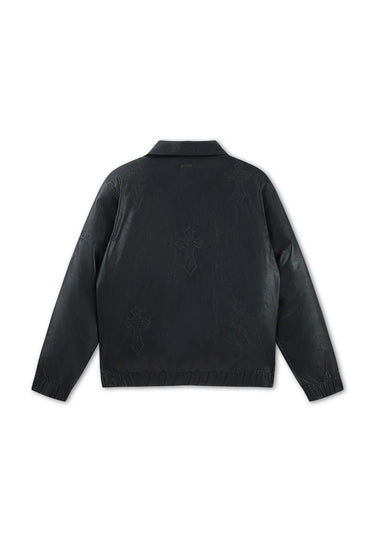 Giacca in Pelle Ed Hardy Gothic Nera con Ricami – foto 4