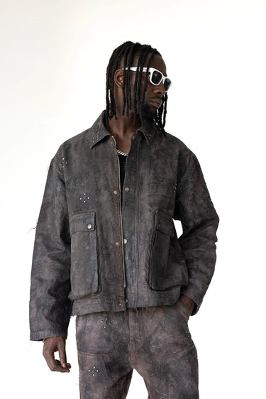 Giacca Utility Black Island Marrone Washed