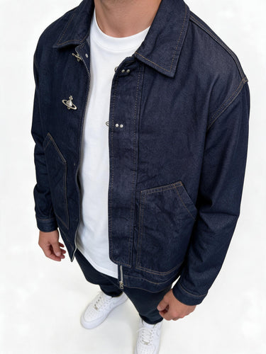 Giubbino in Denim Naturale con Alamari – foto 3