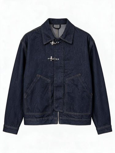 Giubbino in Denim Naturale con Alamari – foto 4