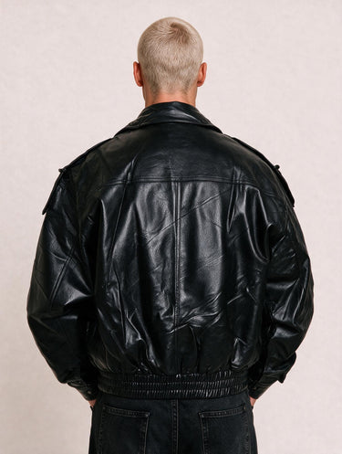 Giubbotto Pelle Nera Doppiopetto Big Oversize