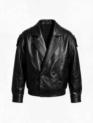 Giubbotto Pelle Nera Doppiopetto Big Oversize