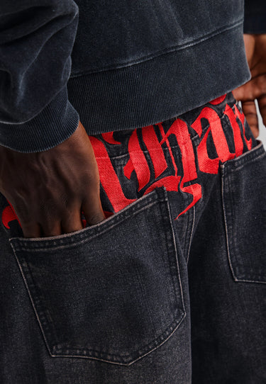 Jeans Ed Hardy Baggy Washed Black Red Logo