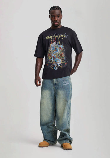 Jeans Ed Hardy Baggy Washed Light Blue