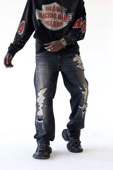 Jeans Black Island Loose Fit Nero Destroyed
