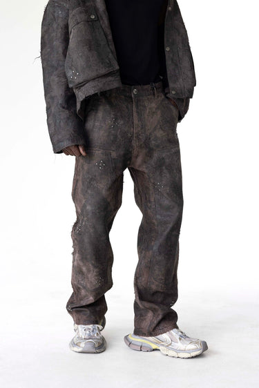 Jeans Black Island Marrone Washed con Borchie