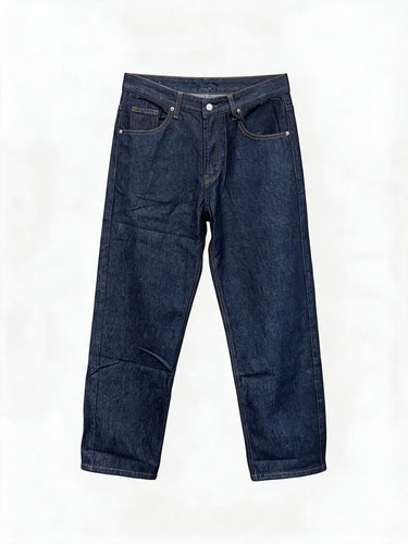 Jeans Blu Denim Naturale con Cuciture a Contrasto, Vestibilità Regolare