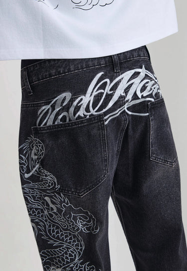 Jeans Flare Ed Hardy Dragon Nero – foto 2